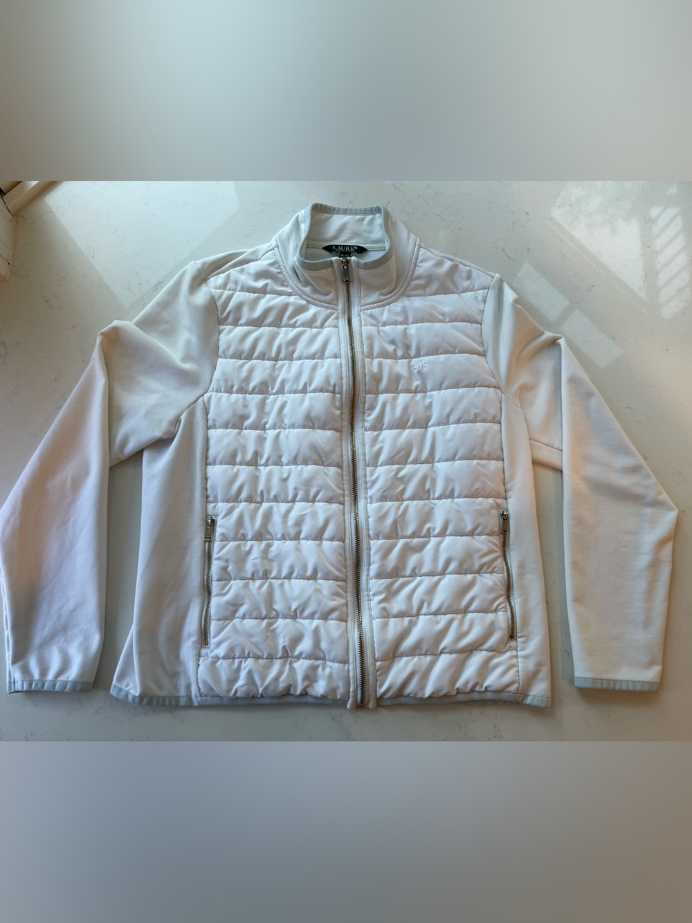 Ralph Lauren White Quilted Front Puffer Jacket